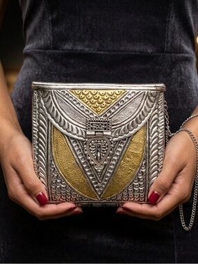 From St Xavier Metal Bag Silver & Gold Handmade Em